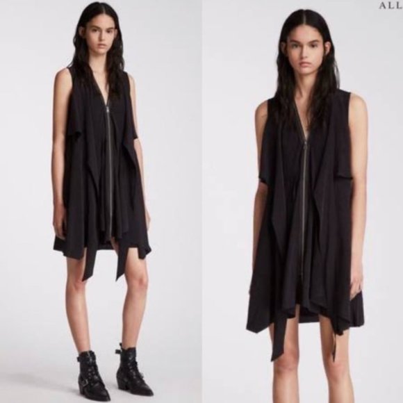 All Saints Dresses & Skirts - All Saints 100% Silk Zipper Front Little Black Dress
